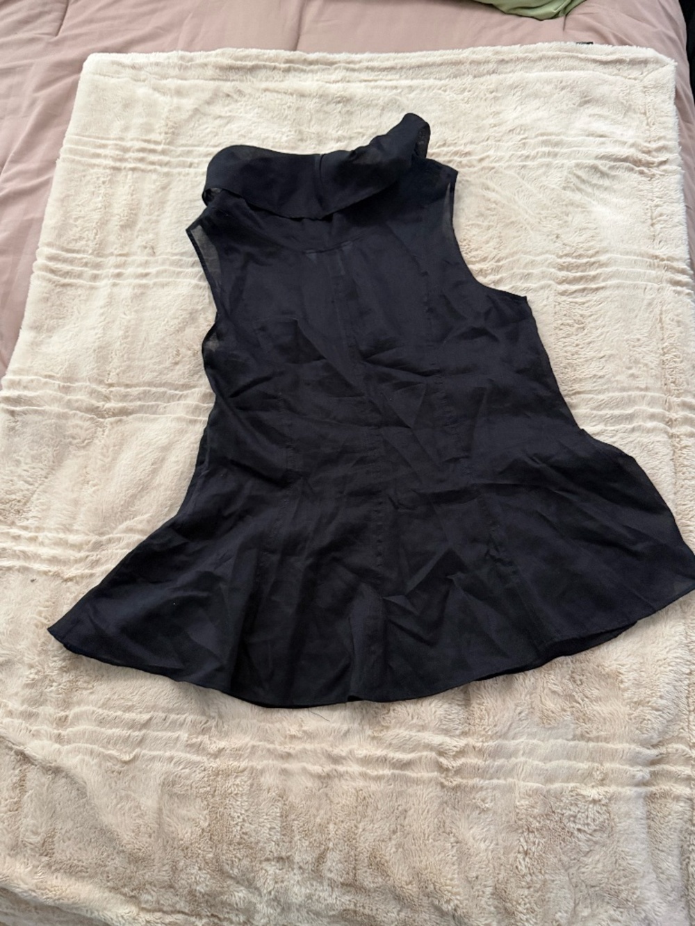 H&M Edition Black Cowl Neck Peplum Top Sleeveless Size M